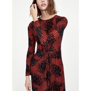 🆕️• Zara Orange Green Floral Velvet Dress •